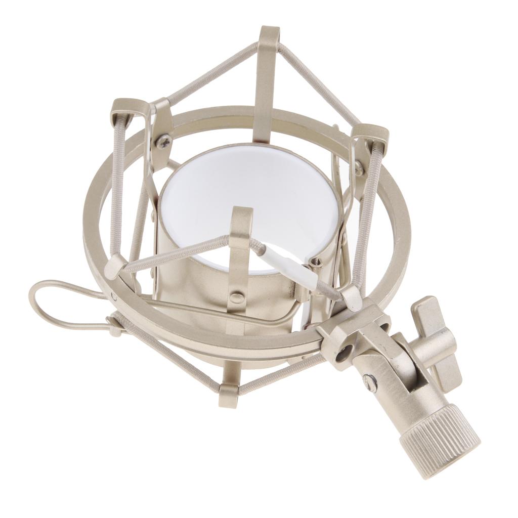 Stainless Steel Microphone  Anti-Vibration Shock Mount  Silver White-5cm