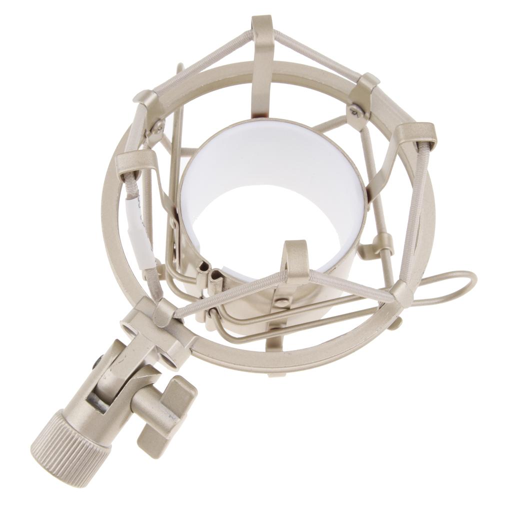 Stainless Steel Microphone  Anti-Vibration Shock Mount  Silver White-5cm