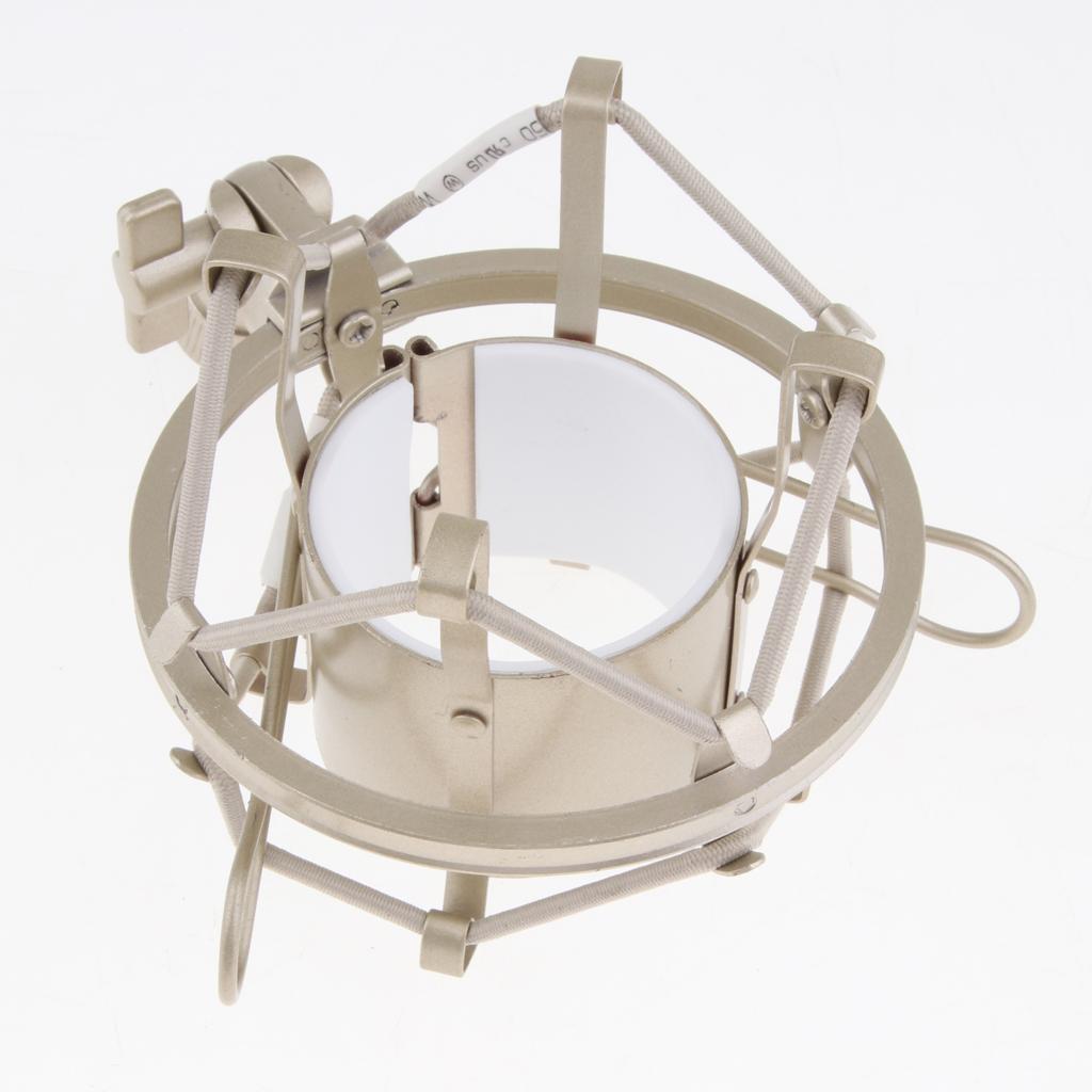 Stainless Steel Microphone  Anti-Vibration Shock Mount  Silver White-5cm