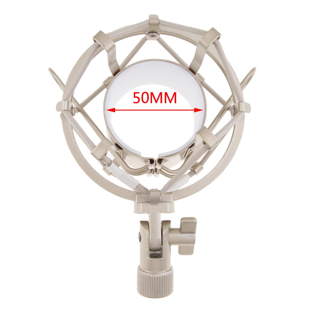 Stainless Steel Microphone  Anti-Vibration Shock Mount  Silver White-5cm