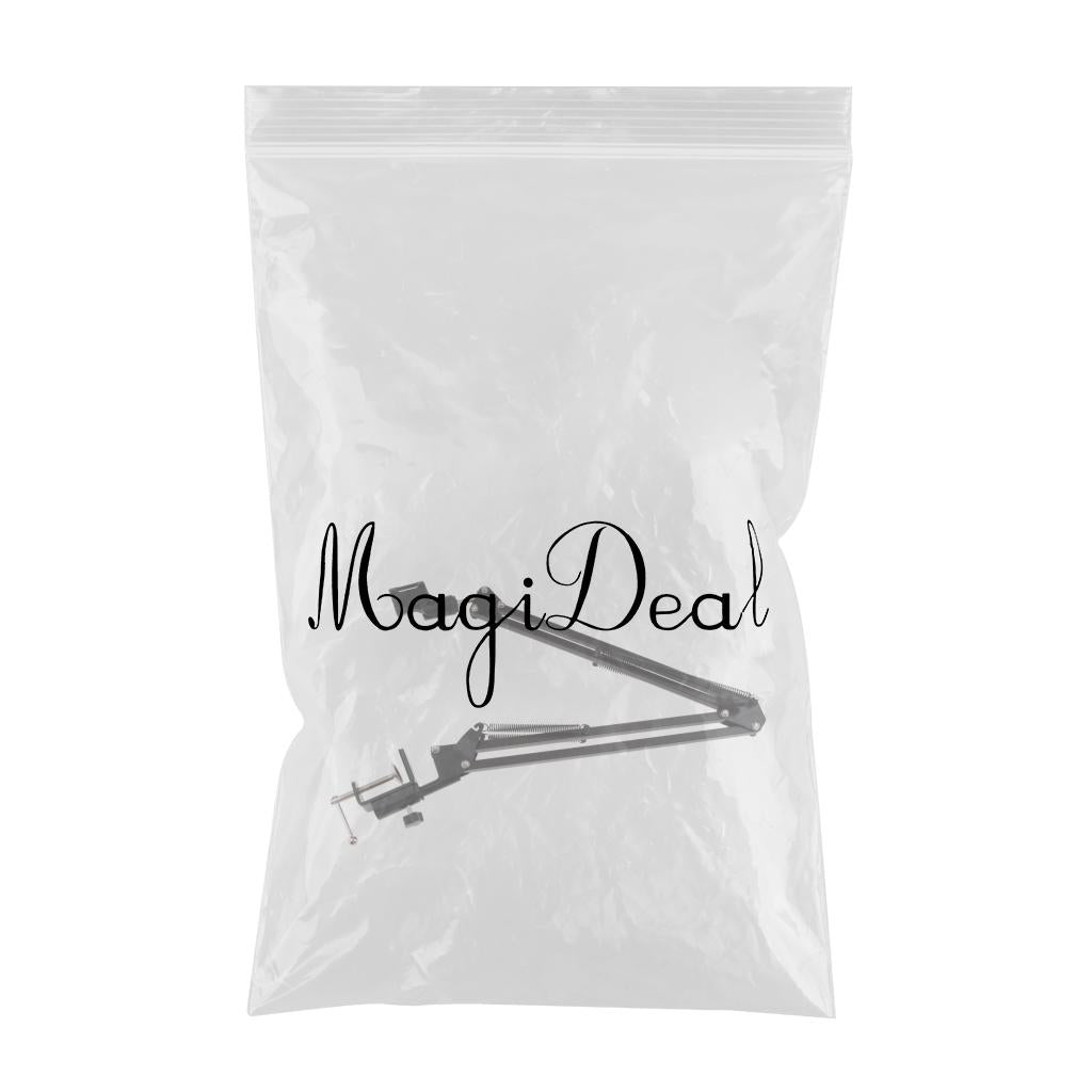 Adjustable Microphone Stand with Suspension Scissor Arm for Radio Black