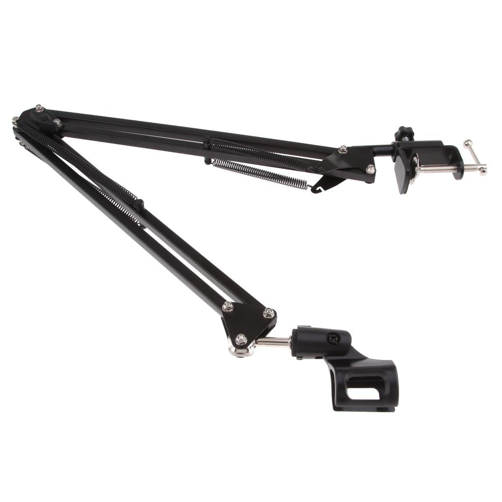 Adjustable Microphone Stand with Suspension Scissor Arm for Radio Black