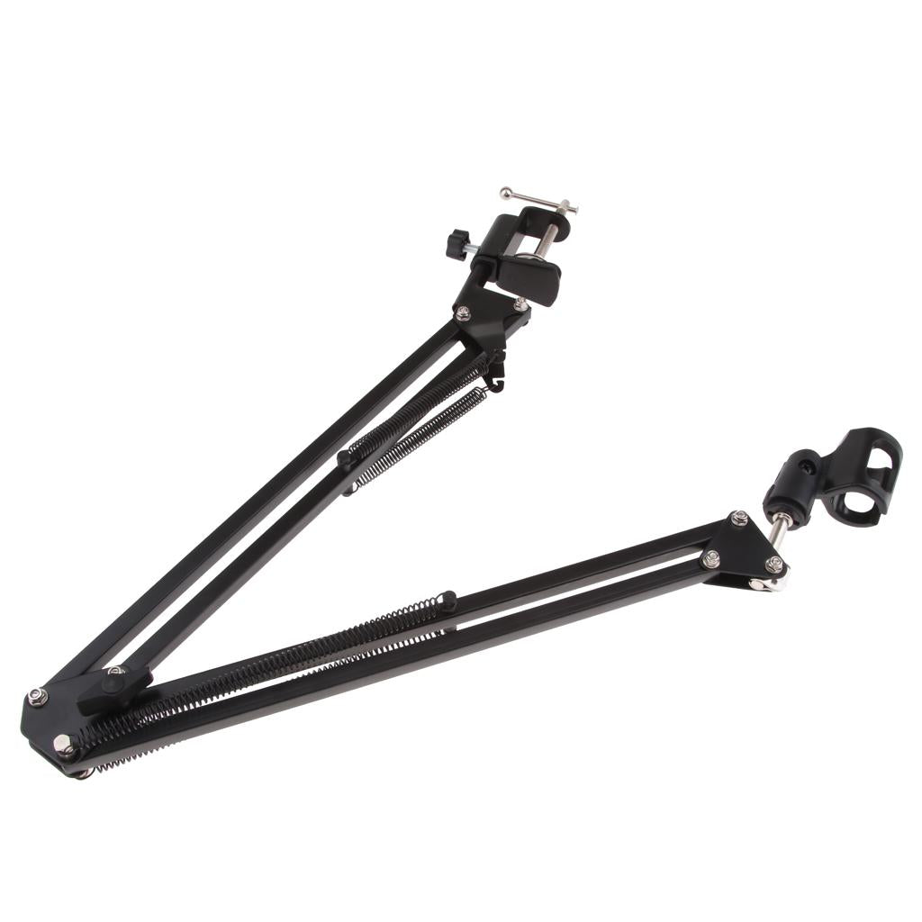 Adjustable Microphone Stand with Suspension Scissor Arm for Radio Black