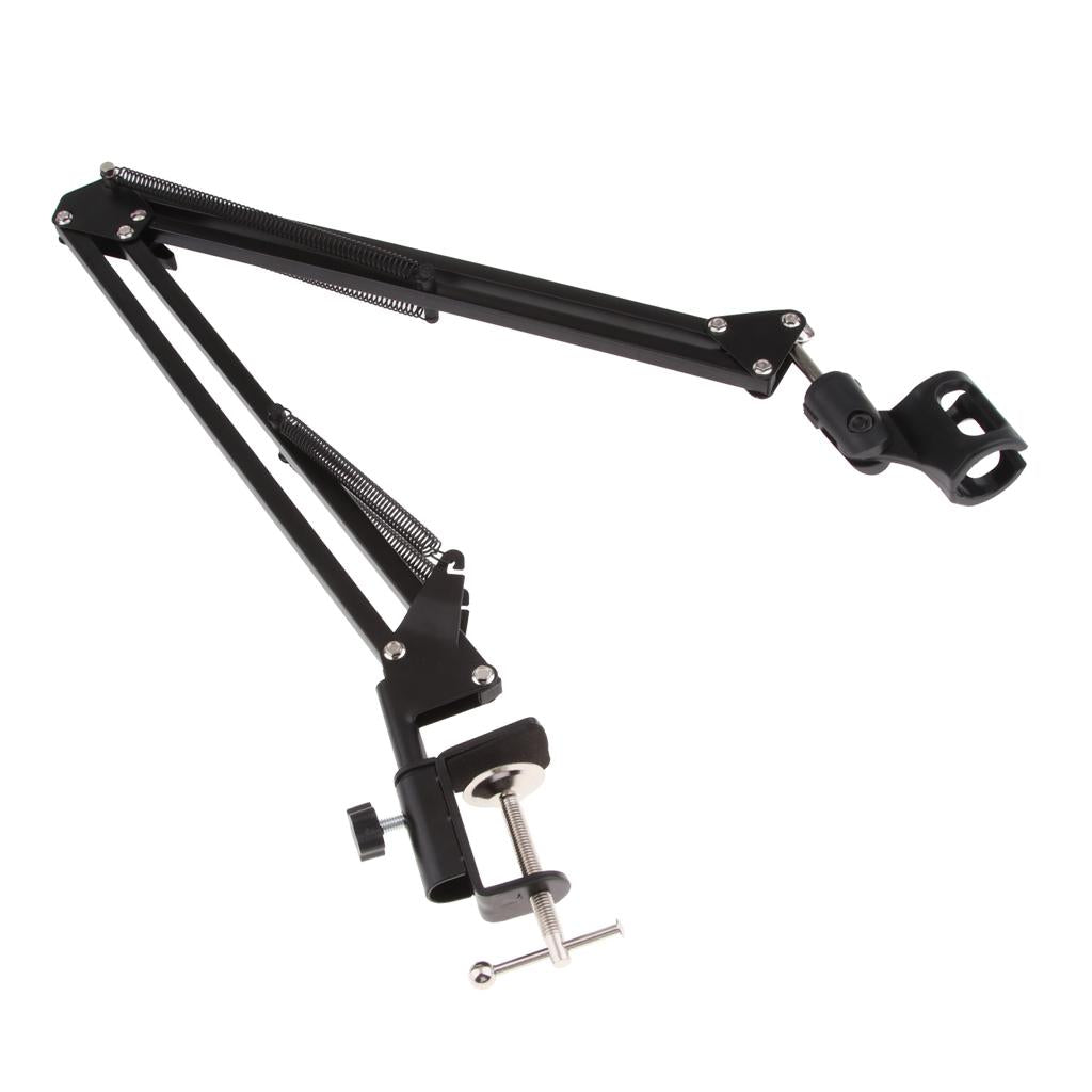 Adjustable Microphone Stand with Suspension Scissor Arm for Radio Black