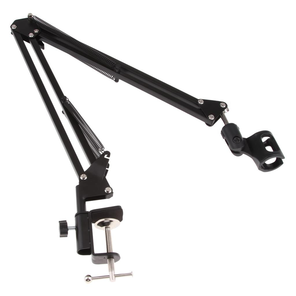 Adjustable Microphone Stand with Suspension Scissor Arm for Radio Black