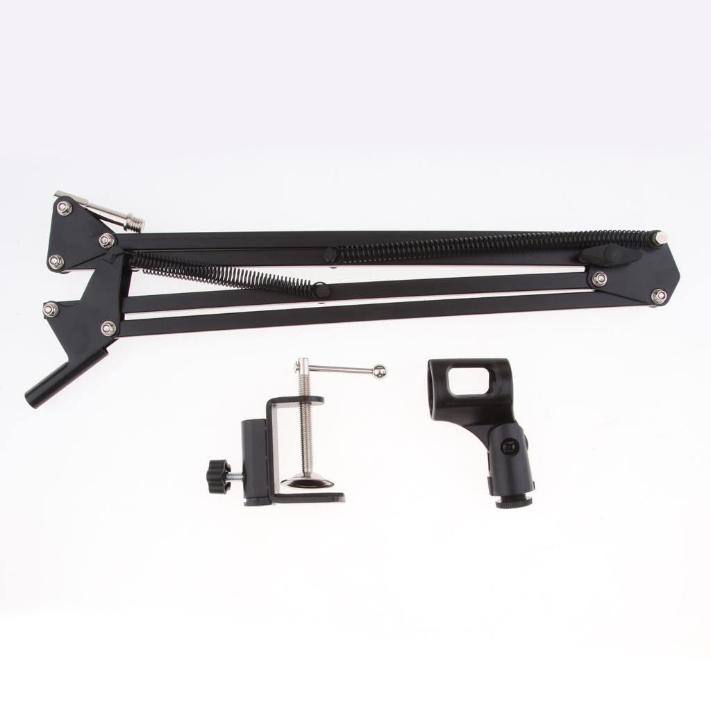 Adjustable Microphone Stand with Suspension Scissor Arm for Radio Black