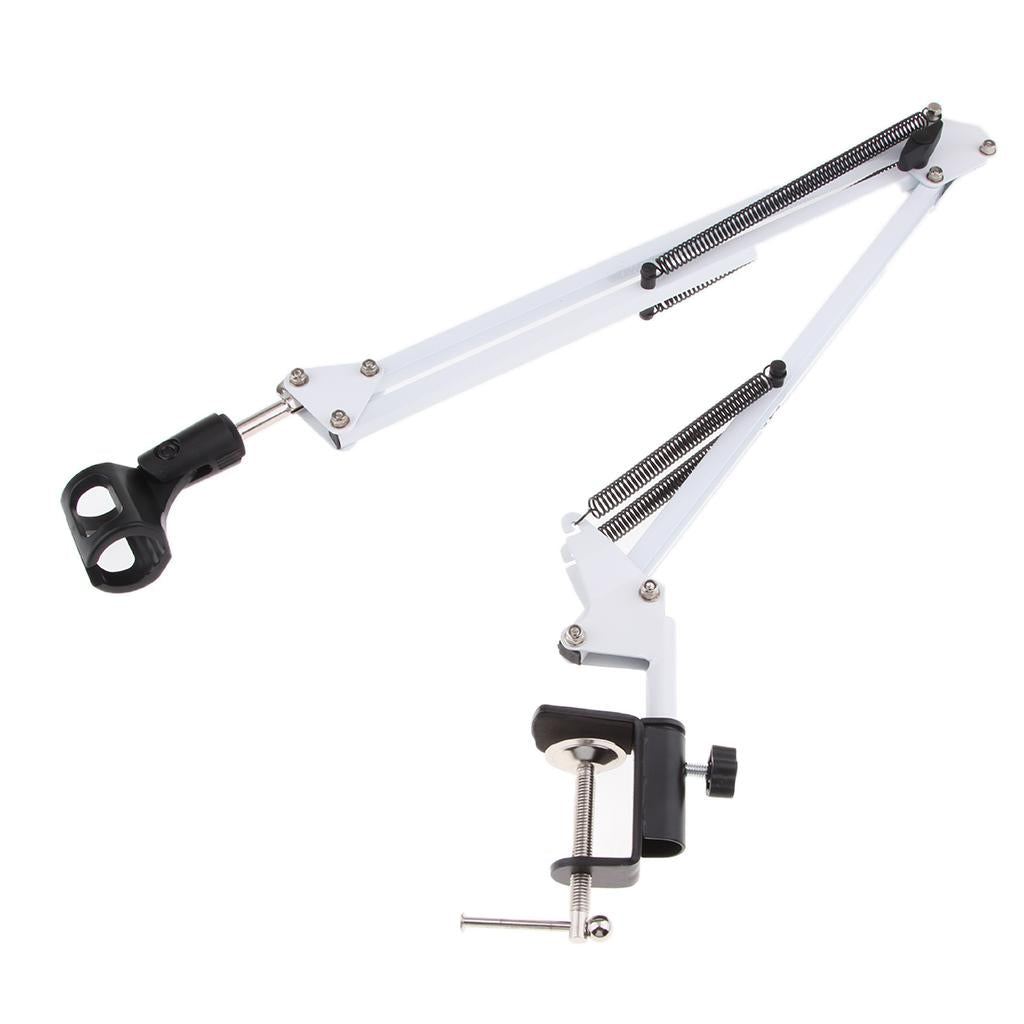 Adjustable Microphone Stand with Suspension Scissor Arm for Radio White