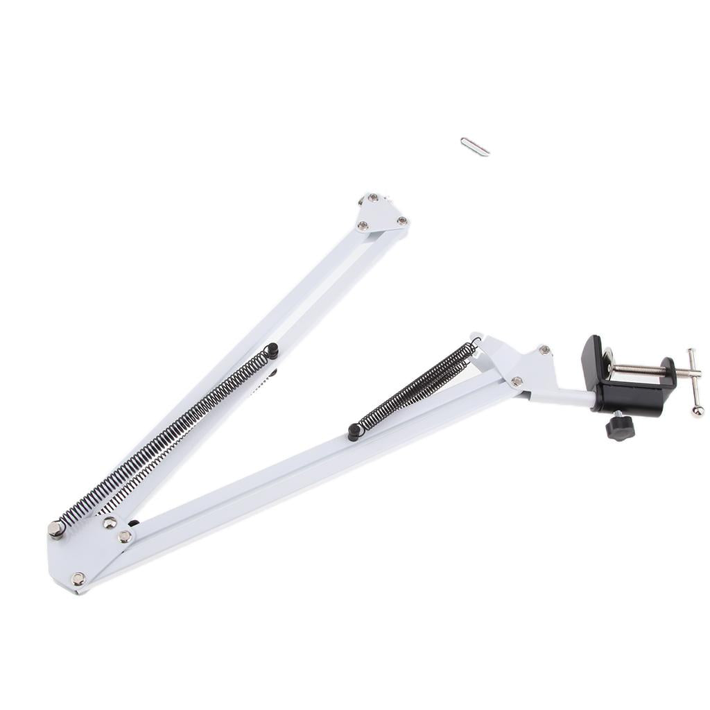 Adjustable Microphone Stand with Suspension Scissor Arm for Radio White