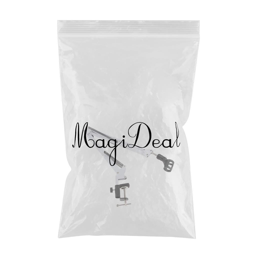 Adjustable Microphone Stand with Suspension Scissor Arm for Radio White