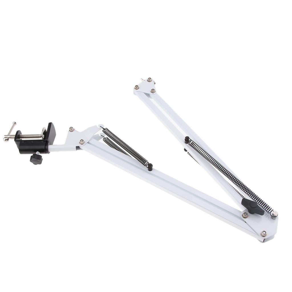 Adjustable Microphone Stand with Suspension Scissor Arm for Radio White