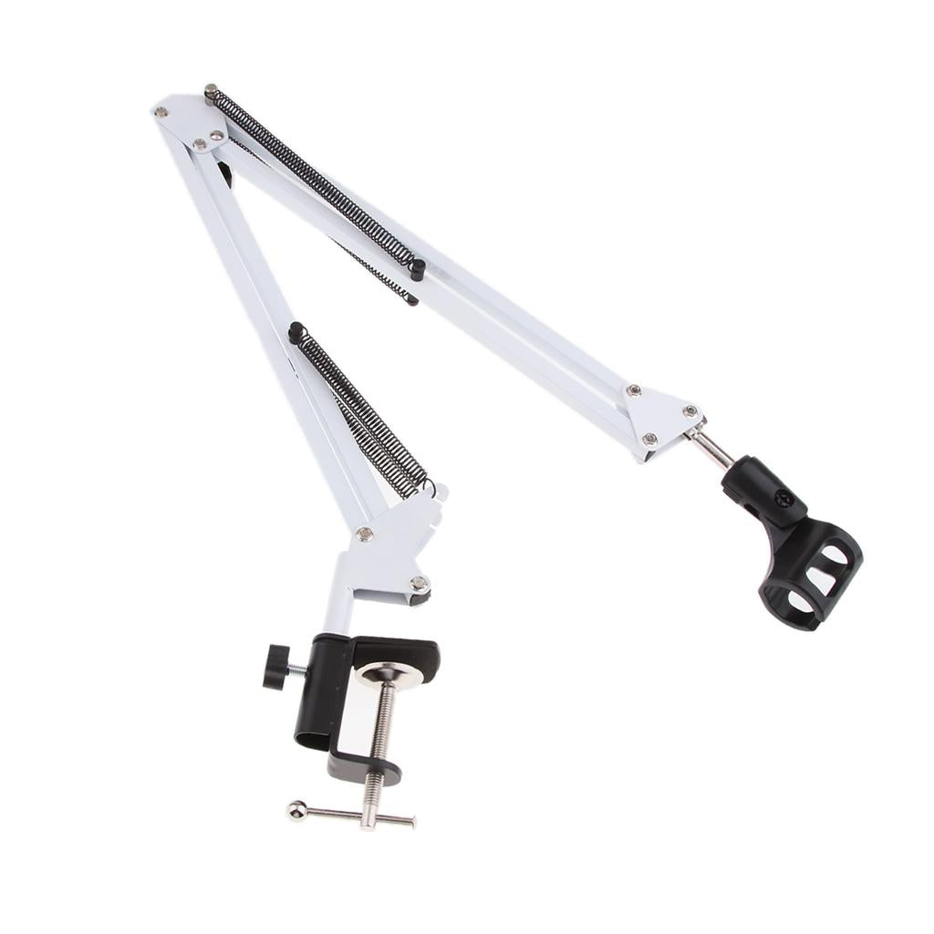 Adjustable Microphone Stand with Suspension Scissor Arm for Radio White