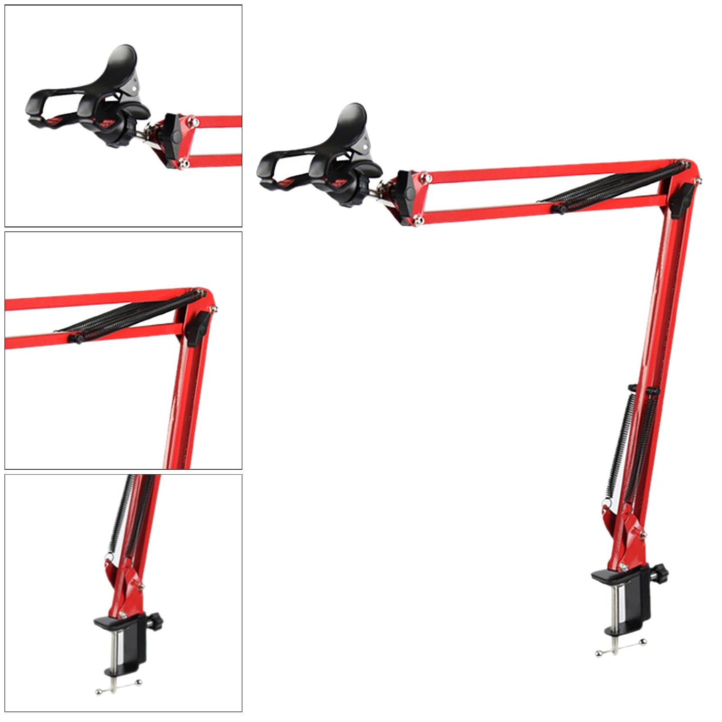 Adjustable Microphone Stand with Suspension Scissor Arm for Radio Red