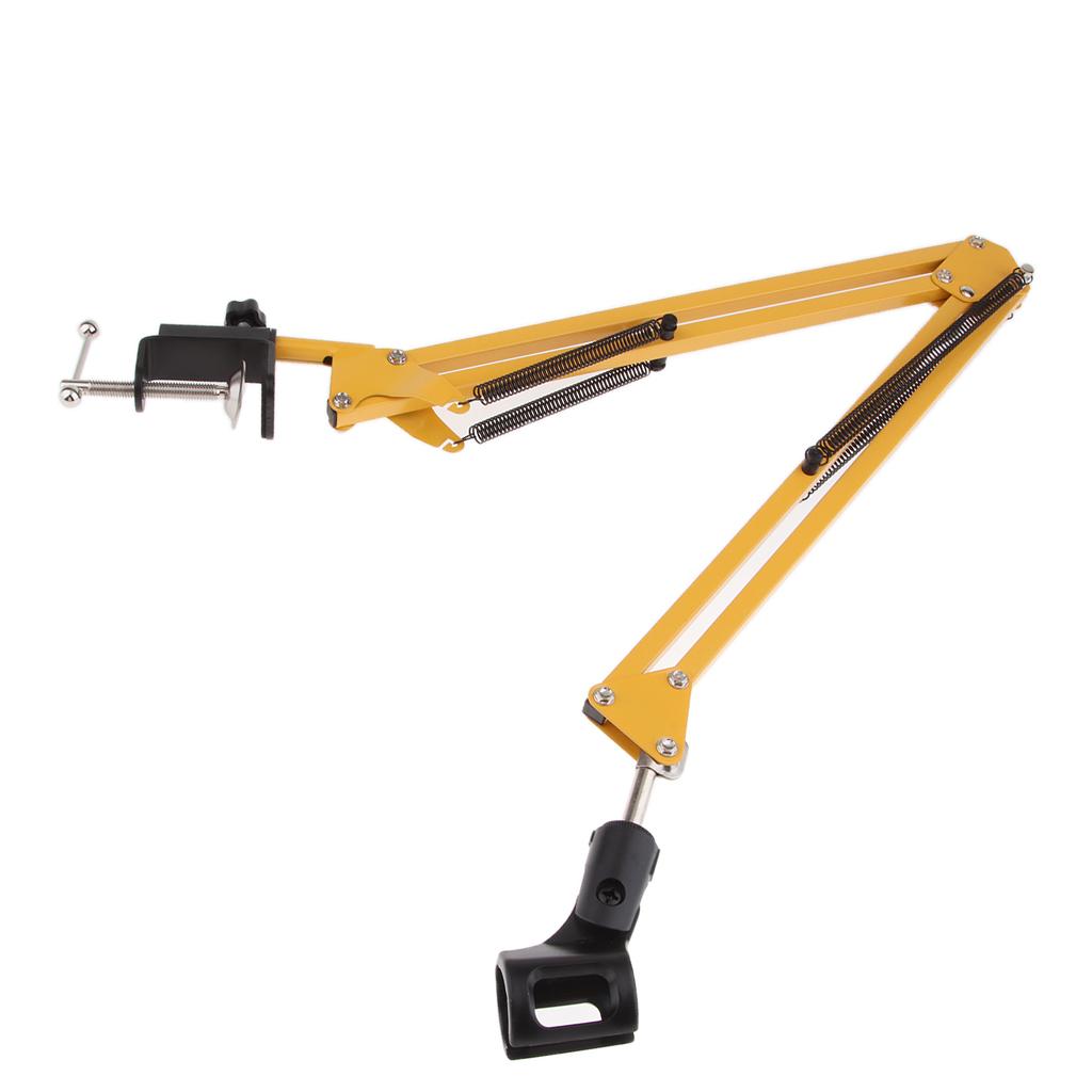 Adjustable Microphone Stand with Suspension Scissor Arm for Radio Yellow