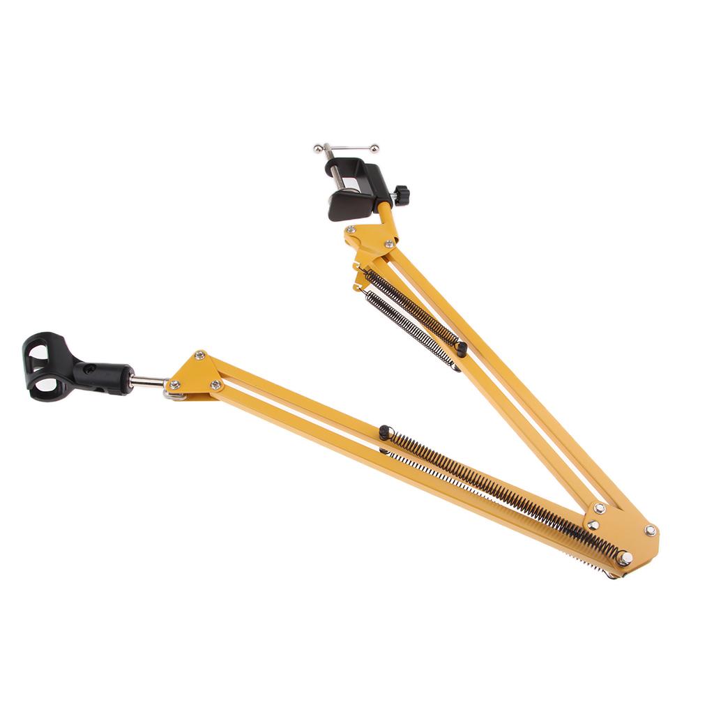 Adjustable Microphone Stand with Suspension Scissor Arm for Radio Yellow