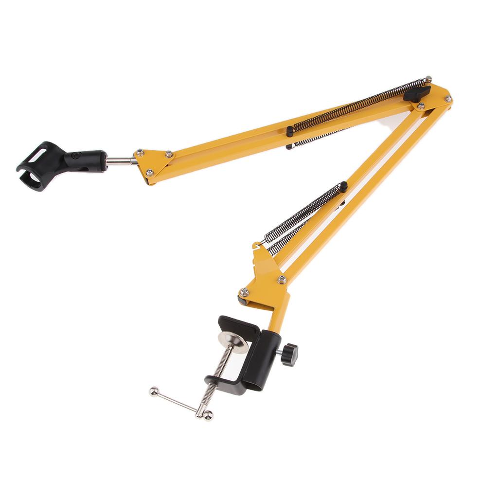 Adjustable Microphone Stand with Suspension Scissor Arm for Radio Yellow