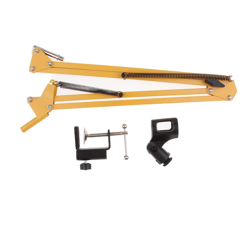 Adjustable Microphone Stand with Suspension Scissor Arm for Radio Yellow