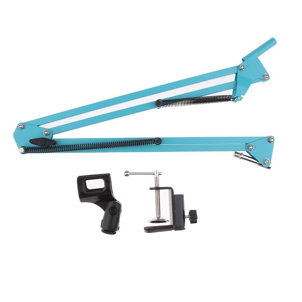 Adjustable Microphone Stand with Suspension Scissor Arm for Radio Blue