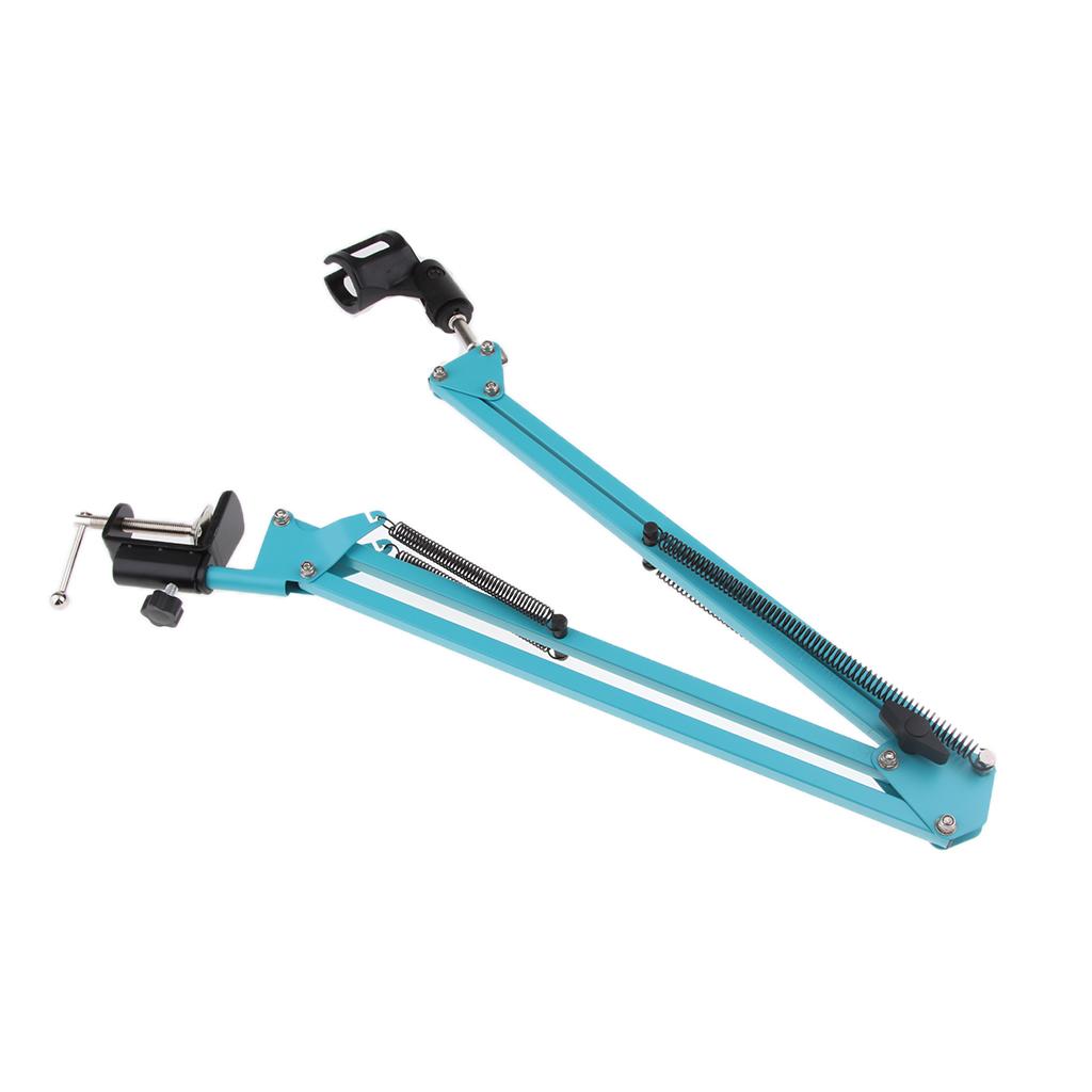 Adjustable Microphone Stand with Suspension Scissor Arm for Radio Blue