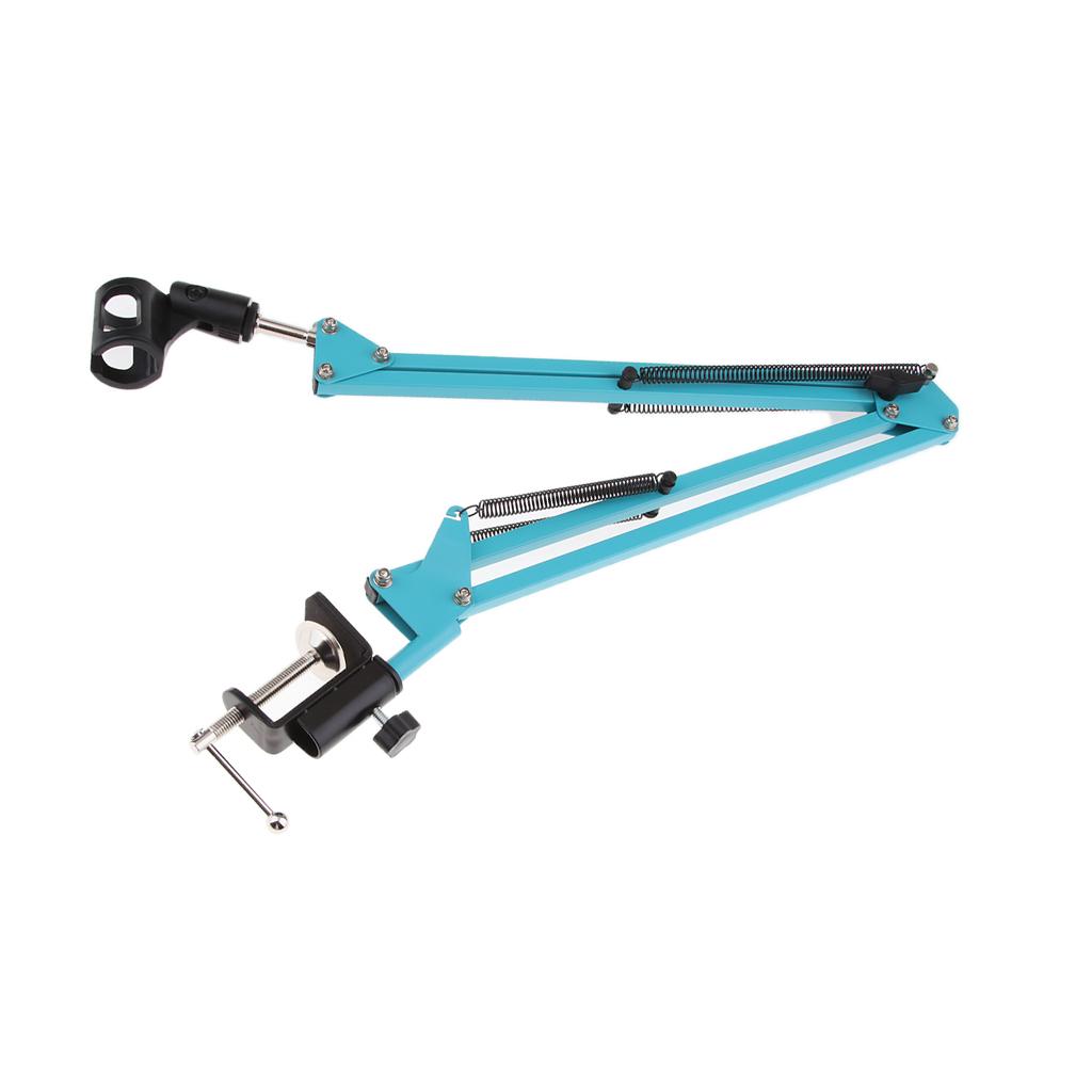 Adjustable Microphone Stand with Suspension Scissor Arm for Radio Blue