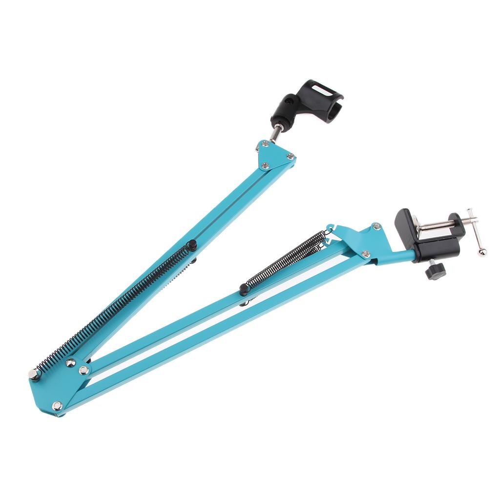 Adjustable Microphone Stand with Suspension Scissor Arm for Radio Blue