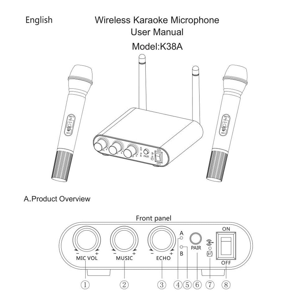 Wireless Handheld UHF Microphone Set for Karaoke Party Stage
