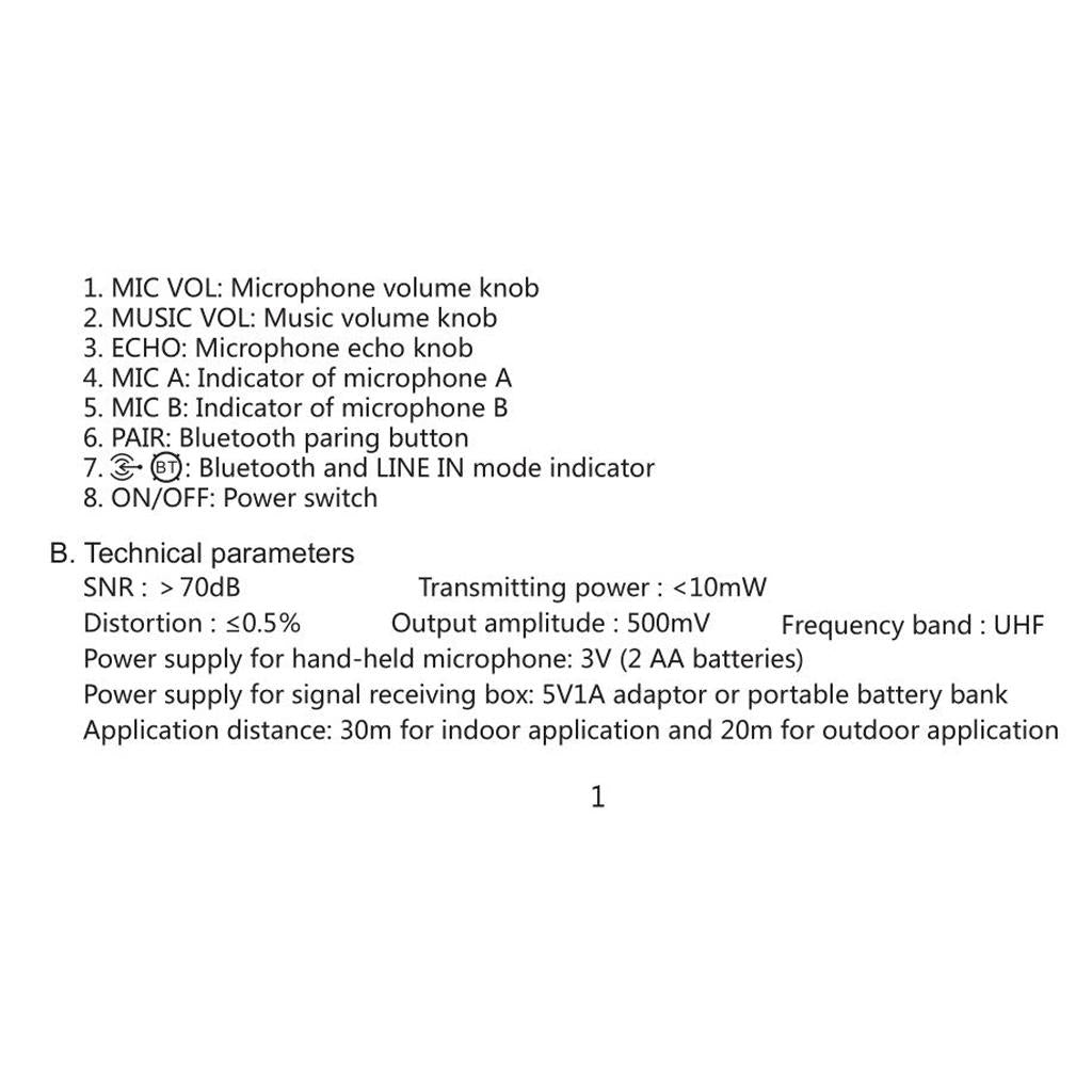 Wireless Handheld UHF Microphone Set for Karaoke Party Stage