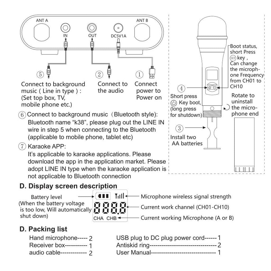 1 Set Wireless Handheld UHF Microphone Karaoke Mic
