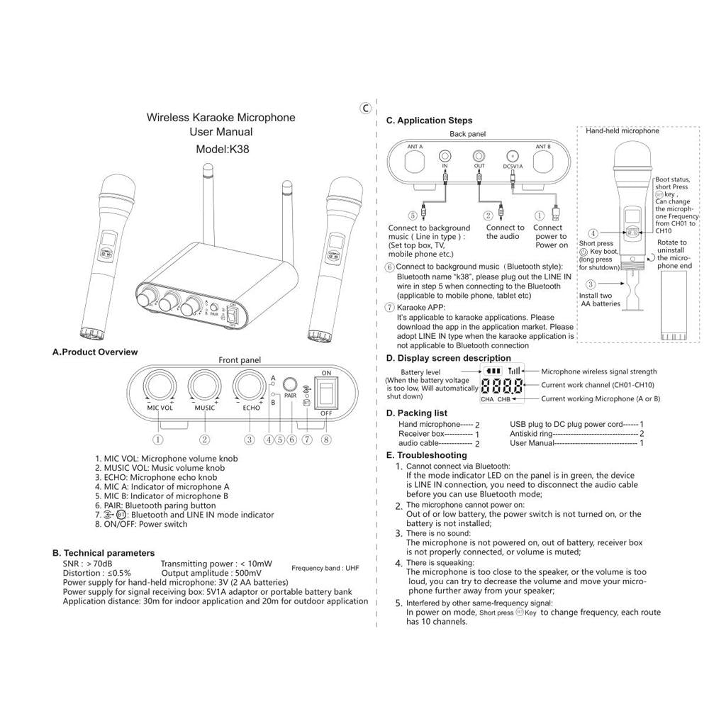 Wireless Handheld UHF Microphone Set