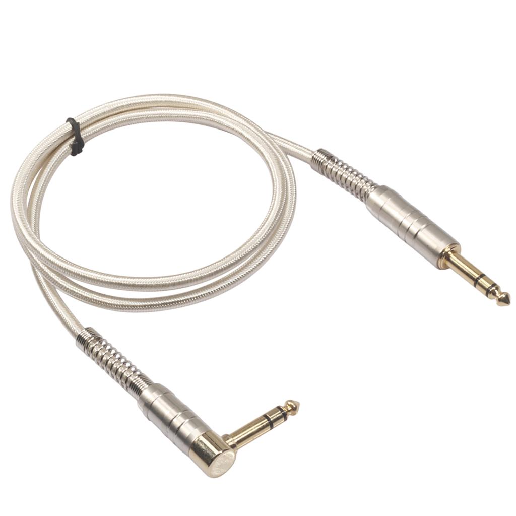 1Piece 6.35mm Male to Male Stereo Audio Aux Cable 90 degree right angle 100cm