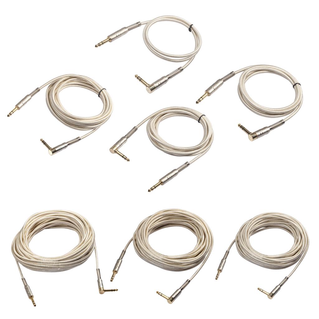 1Piece 6.35mm Male to Male Stereo Audio Aux Cable 90 degree right angle 100cm