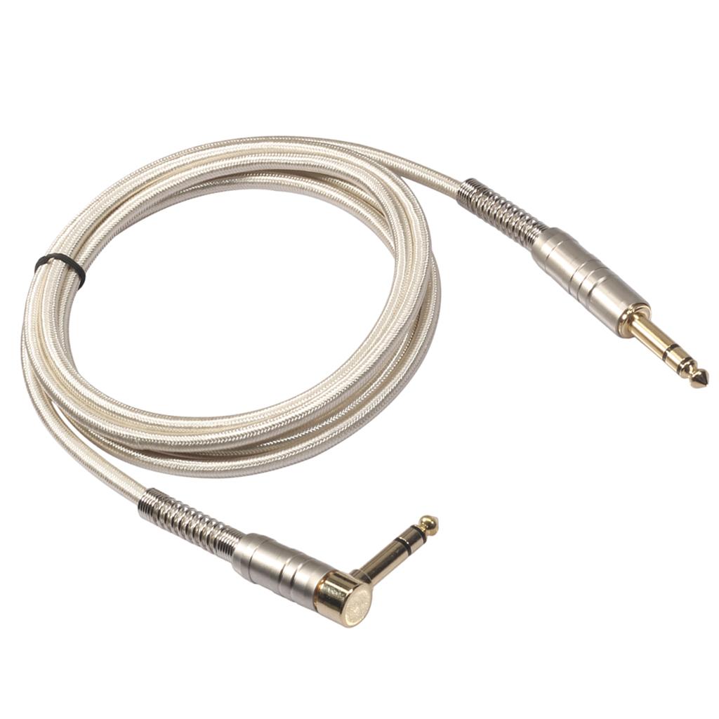 1Piece 6.35mm Male to Male Stereo Audio Aux Cable 90 degree right angle 180cm