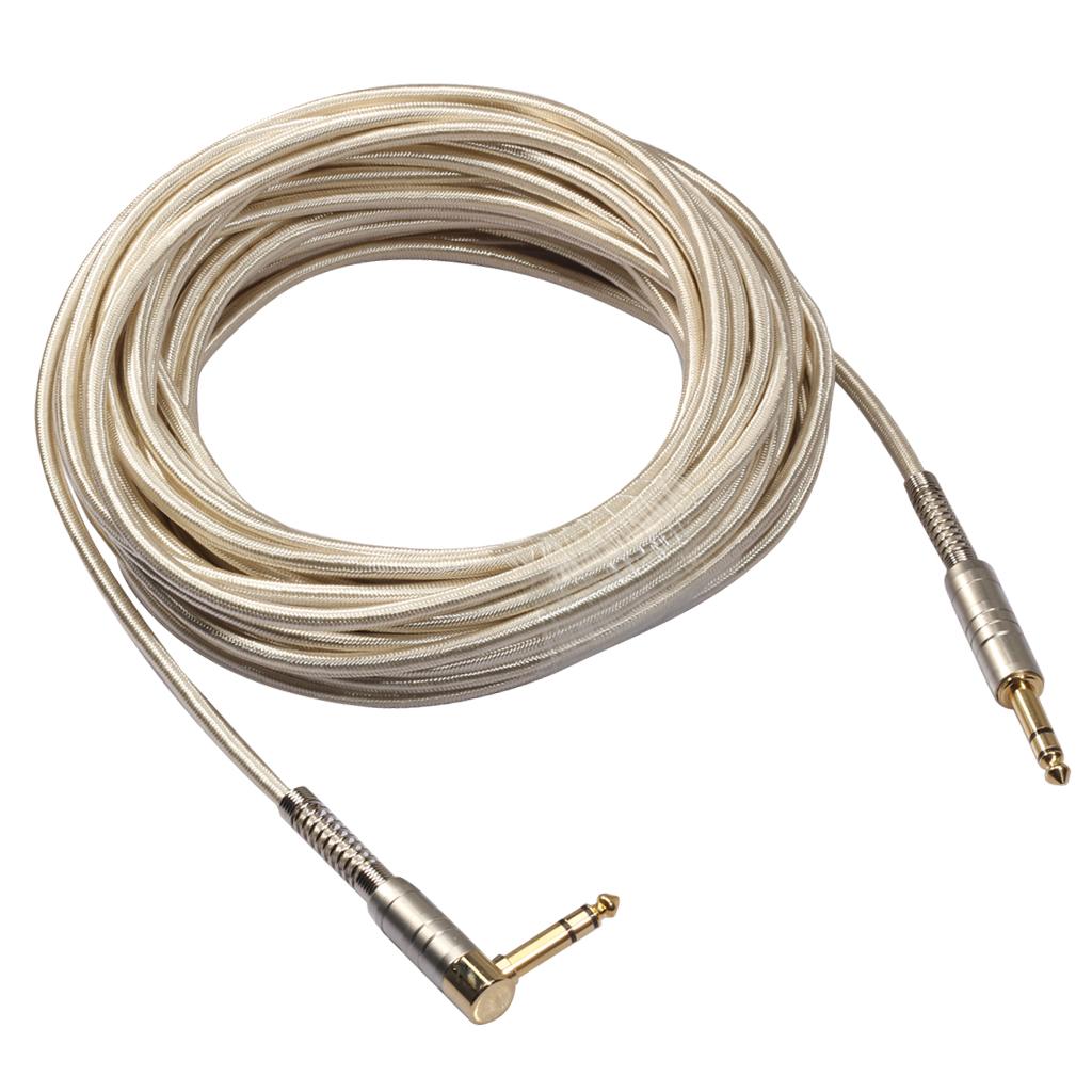 1Piece 6.35mm Male to Male Stereo Audio Aux Cable 90 degree right angle 1500cm