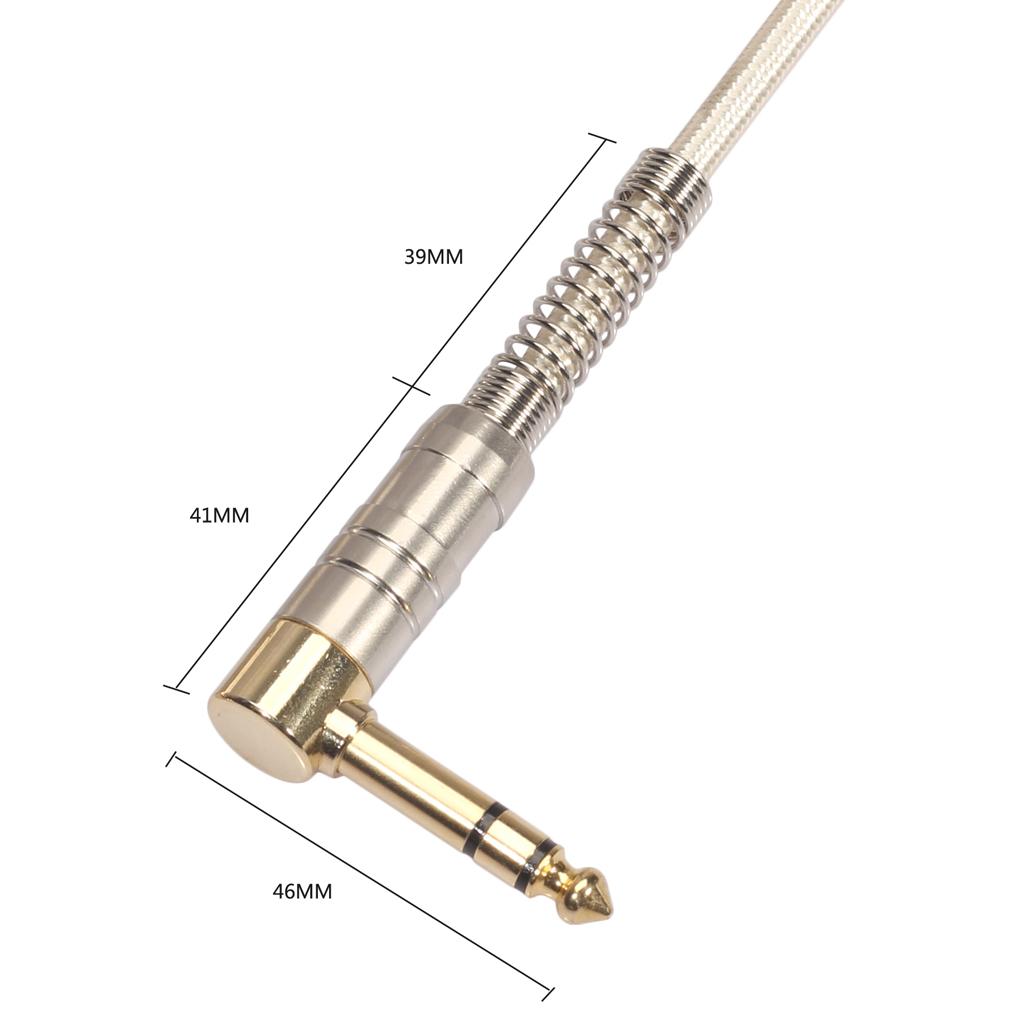 1Pc 6.35mm Male to Male Stereo Audio Aux Cable 2000cm Golden