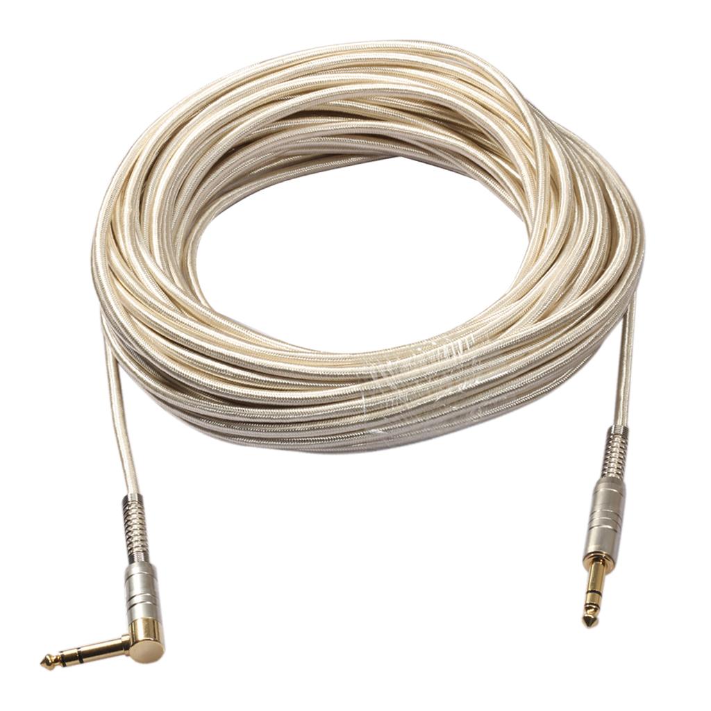 1Pc 6.35mm Male to Male Stereo Audio Aux Cable 2000cm Golden