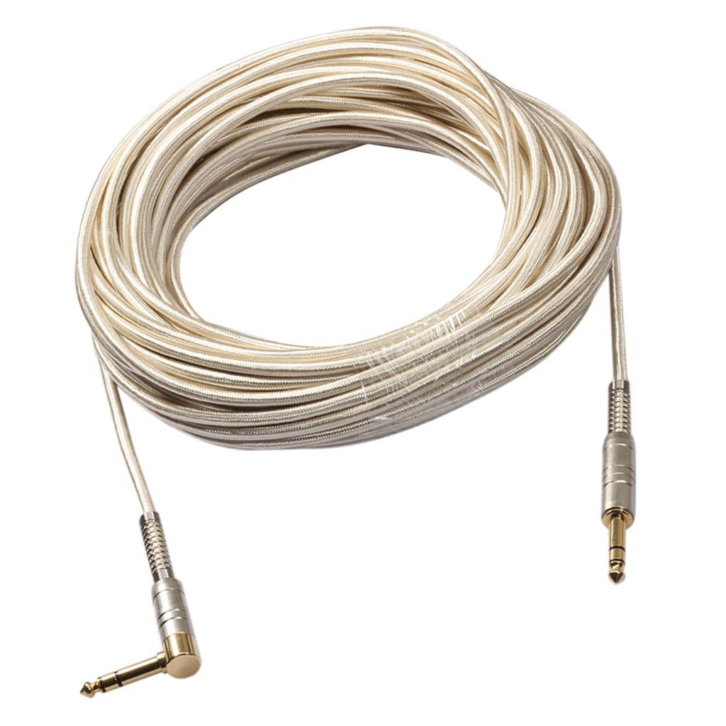 1Pc 6.35mm Male to Male Stereo Audio Aux Cable 2000cm Golden