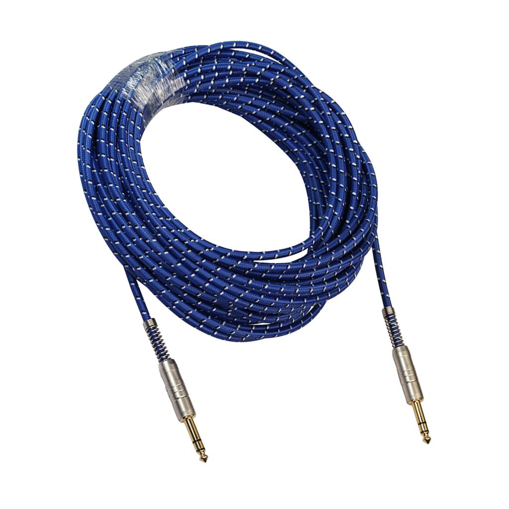 1Pc 6.35mm Male to Male Stereo Audio Aux Cable 2000cm Blue