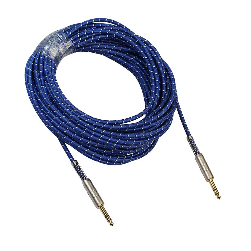 1Pc 6.35mm Male to Male Stereo Audio Aux Cable 2000cm Blue