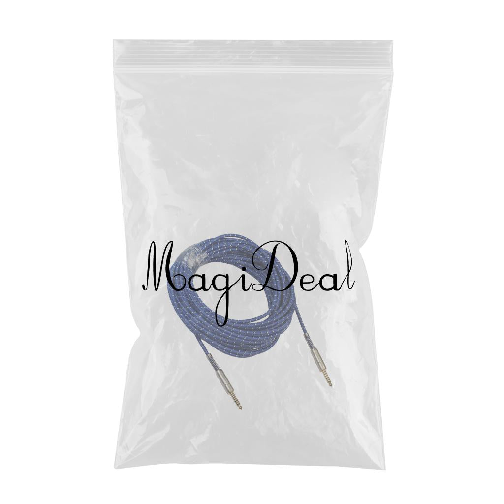 1Pc 6.35mm Male to Male Stereo Audio Aux Cable 2000cm Blue