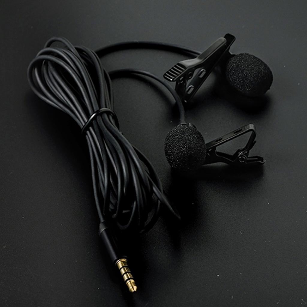 Dual Head Clip On Lapel Condenser Microphone Hands Free Omnidirectional Mic