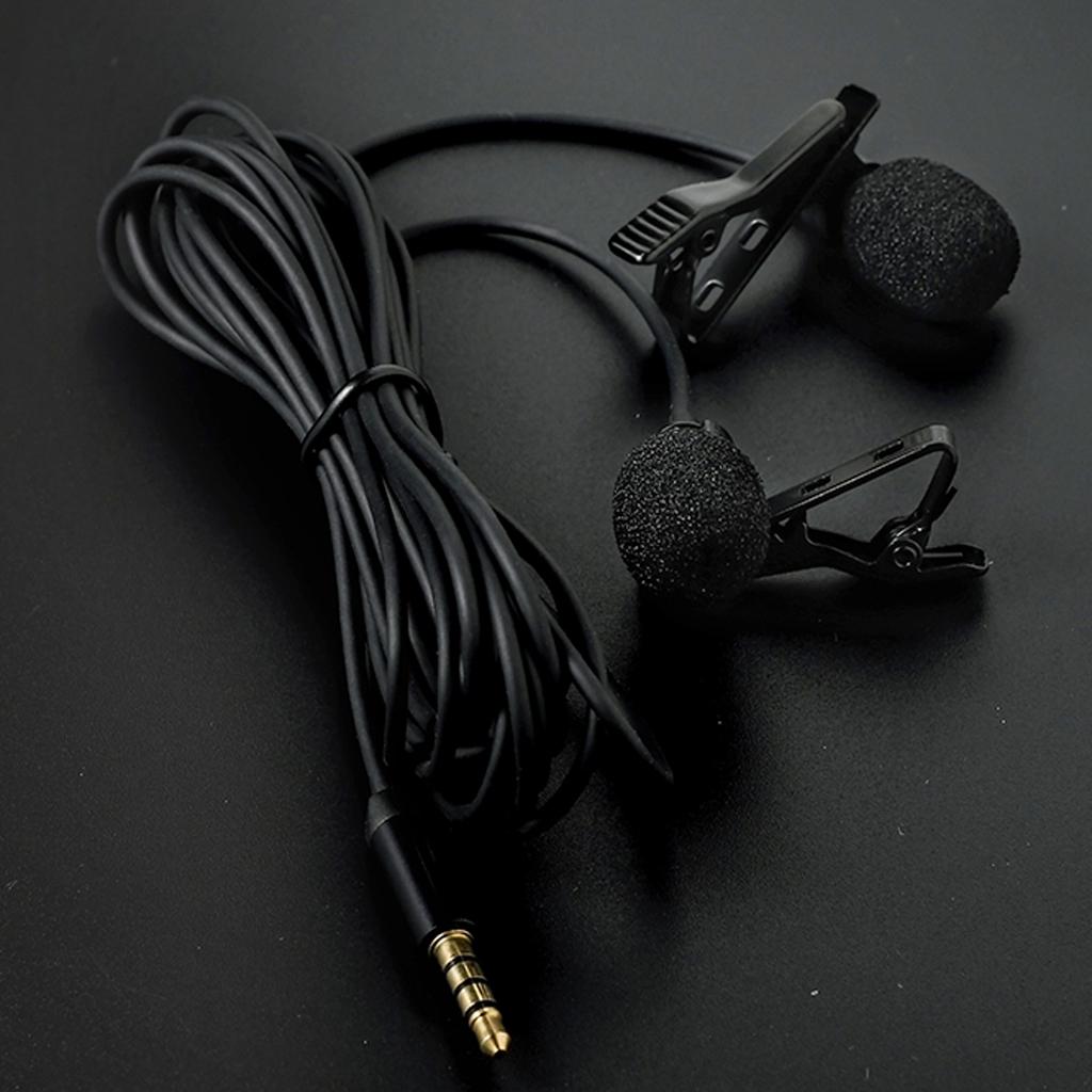 Dual Head Clip On Lapel Condenser Microphone Hands Free Omnidirectional Mic