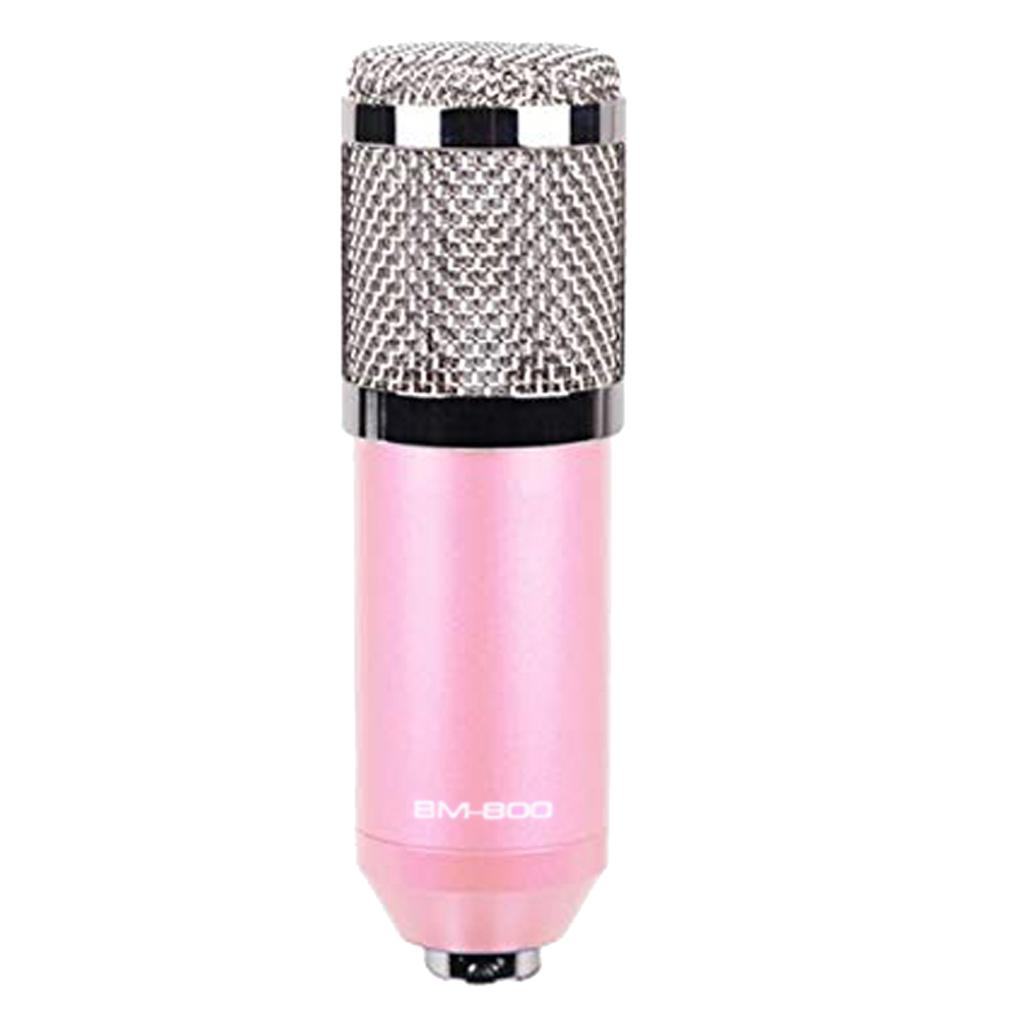 Condenser Microphone BM800 Mic Kit for Studio Recording Broadcasting Pink