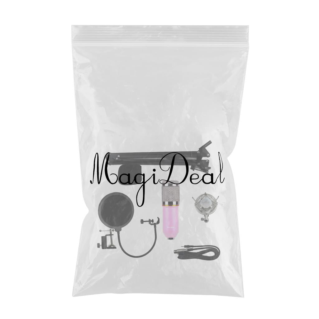 Condenser Microphone BM800 Mic Kit for Studio Recording Broadcasting Pink