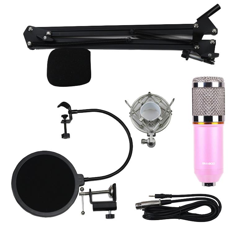 Condenser Microphone BM800 Mic Kit for Studio Recording Broadcasting Pink