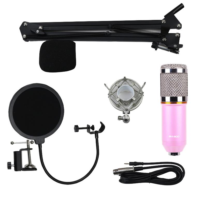 Condenser Microphone BM800 Mic Kit for Studio Recording Broadcasting Pink