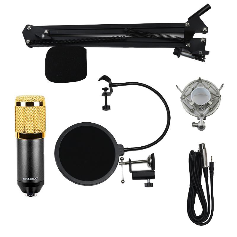 Condenser Microphone BM800 Mic Kit for Studio Recording Broadcasting Black