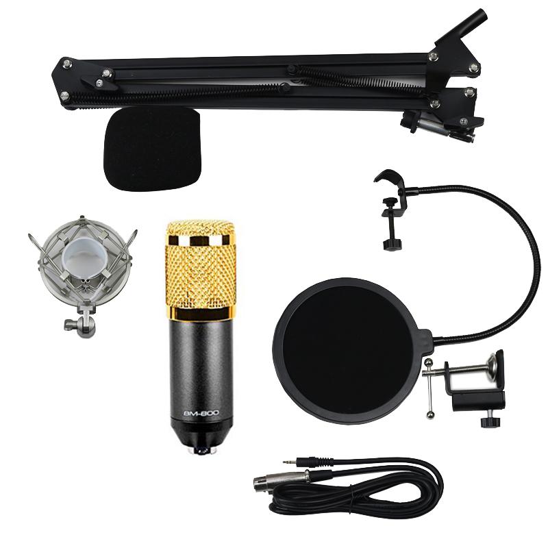 Condenser Microphone BM800 Mic Kit for Studio Recording Broadcasting Black