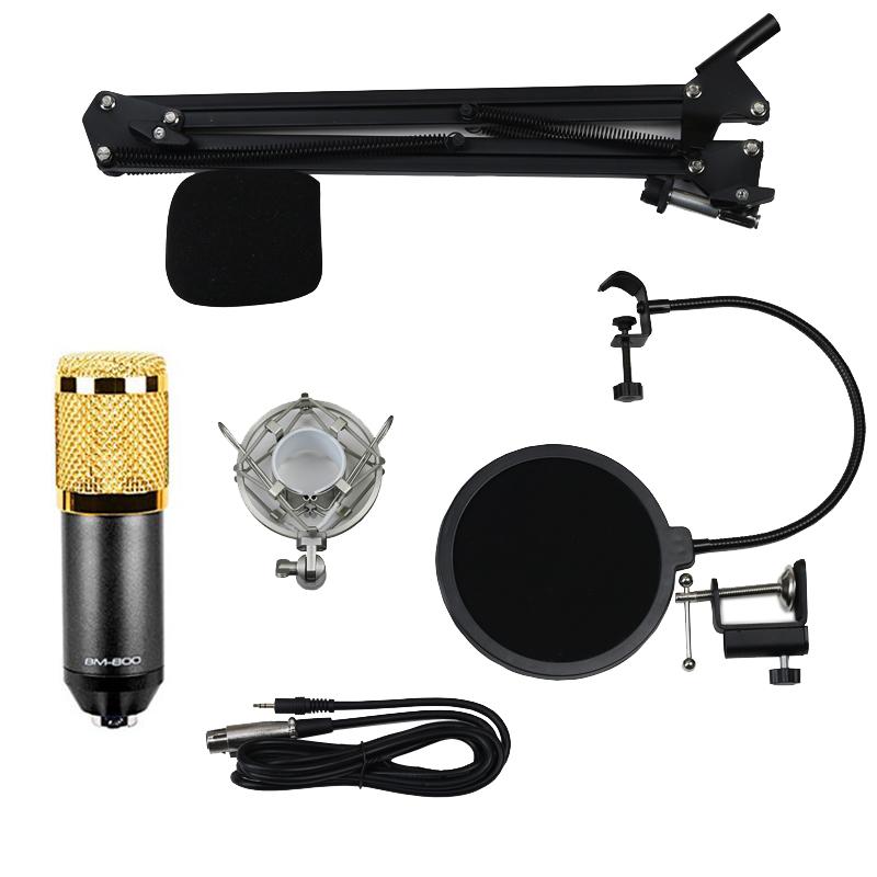 Condenser Microphone BM800 Mic Kit for Studio Recording Broadcasting Black