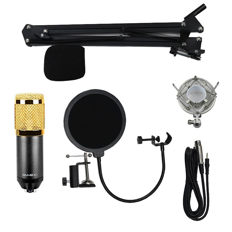 Condenser Microphone BM800 Mic Kit for Studio Recording Broadcasting Black