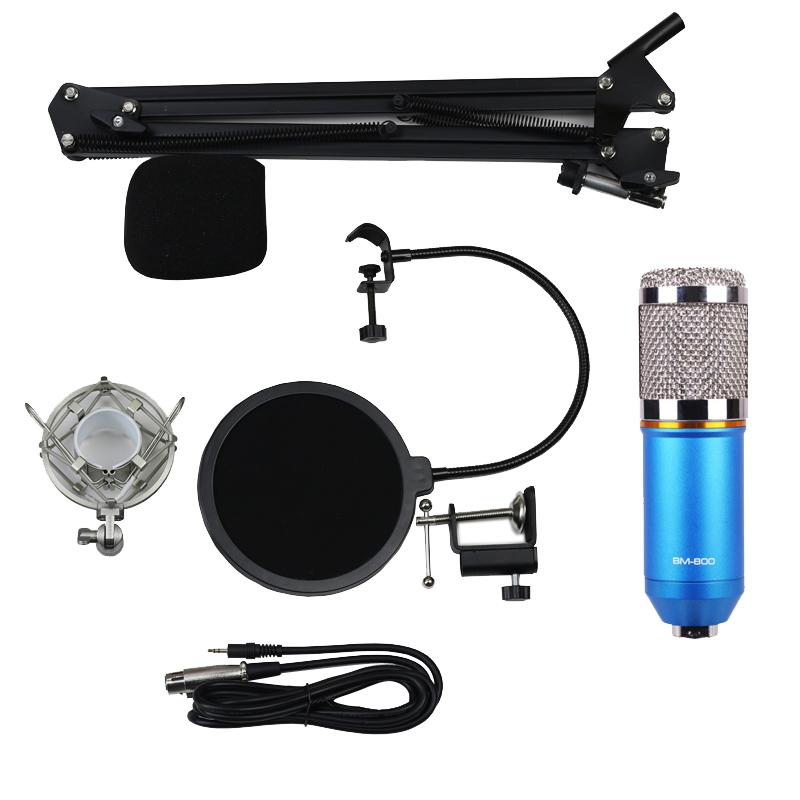 Condenser Microphone BM800 Mic Kit for Studio Recording Broadcasting Blue