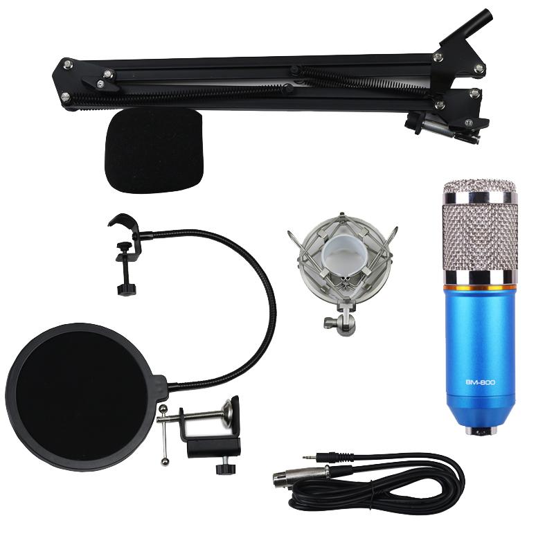 Condenser Microphone BM800 Mic Kit for Studio Recording Broadcasting Blue